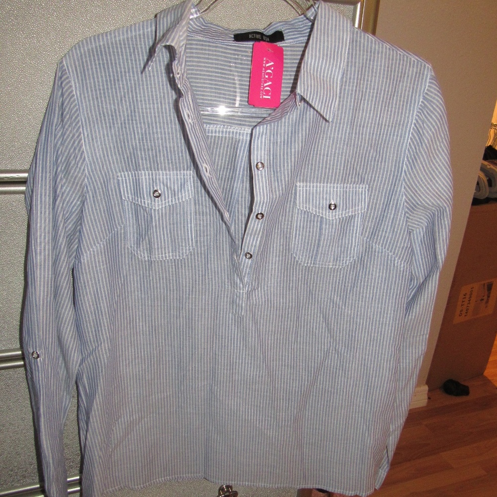 Agaci Blue/White Stripped Top